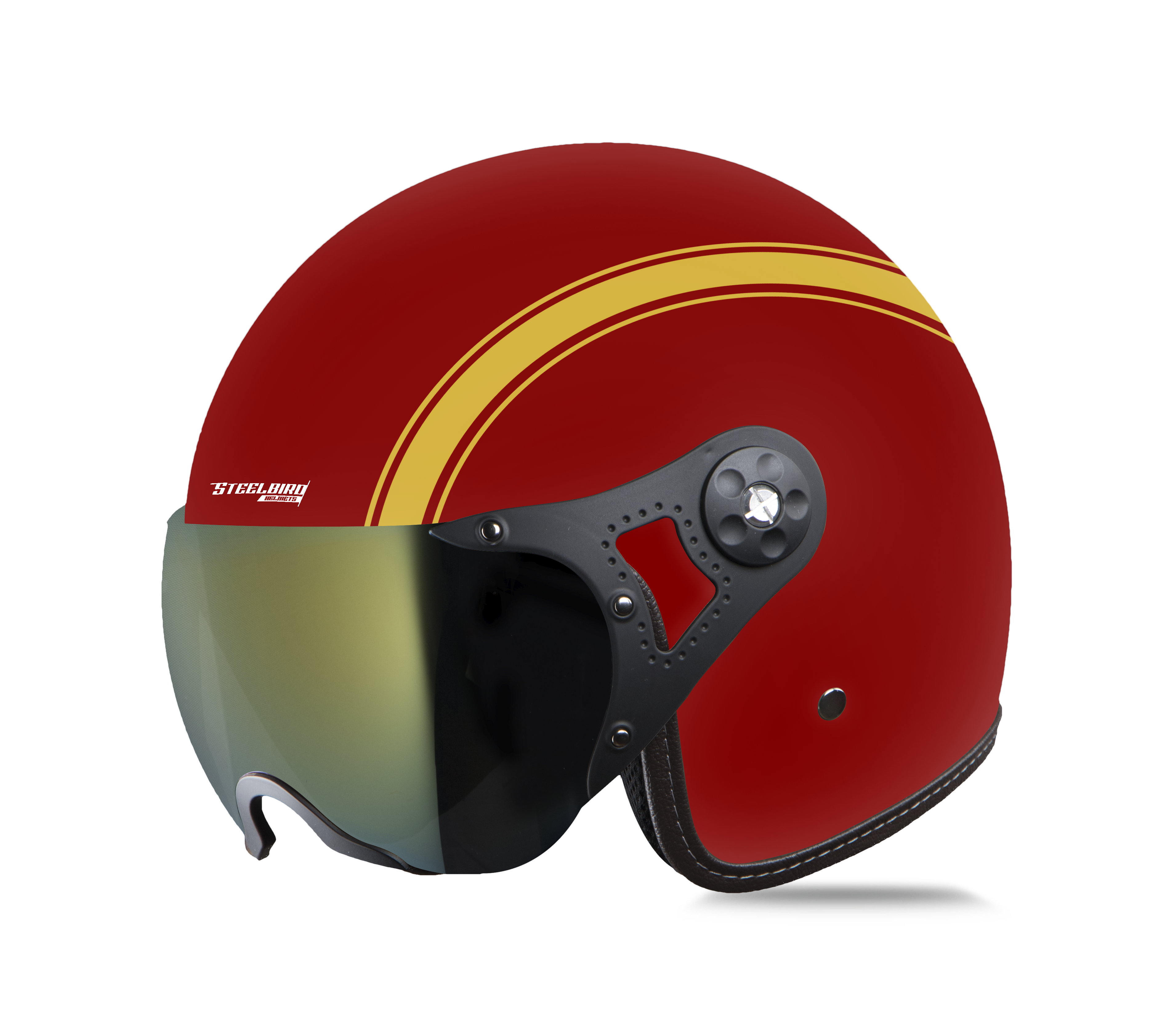 SB-40 DOT STRIPE MAT MAROON WITH GOLD (WITH EXTRA CLEAR VISOR)